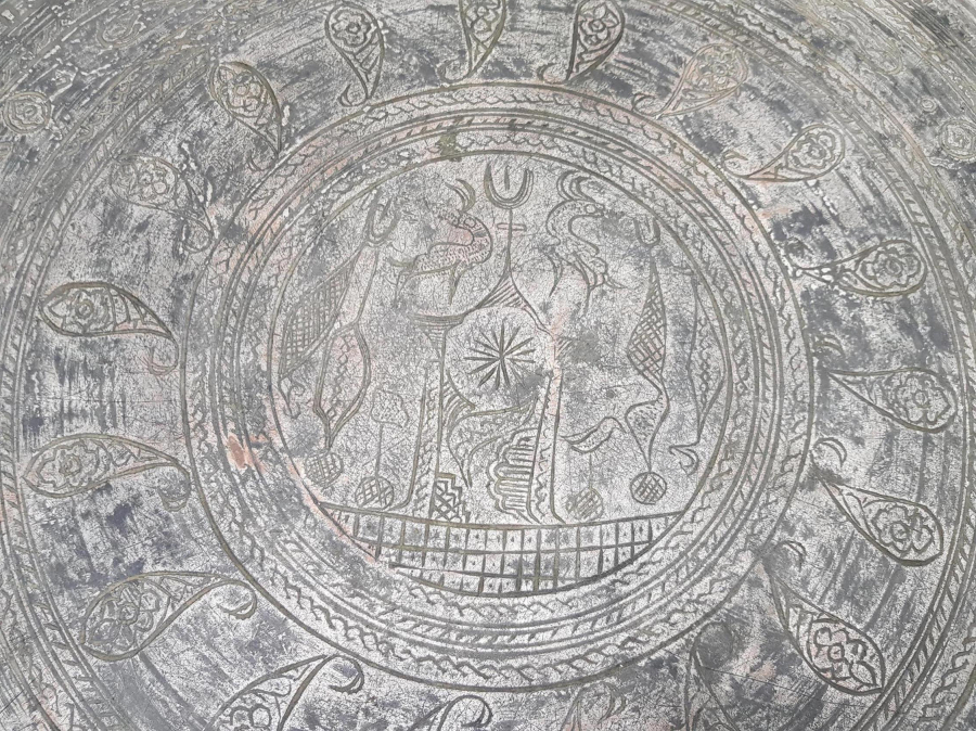 OSMANLI DÖNEMİ CAMİ RESİMLİ BAKIR SİNİ