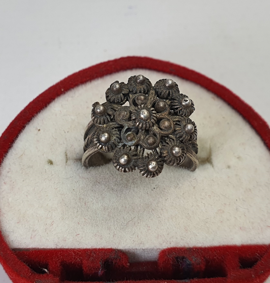 OSMANLI DÖNEMİ ERMENİ İŞİ GÜVERSE İŞÇİLİKLİ NADİR GÜMÜŞ YÜZÜK