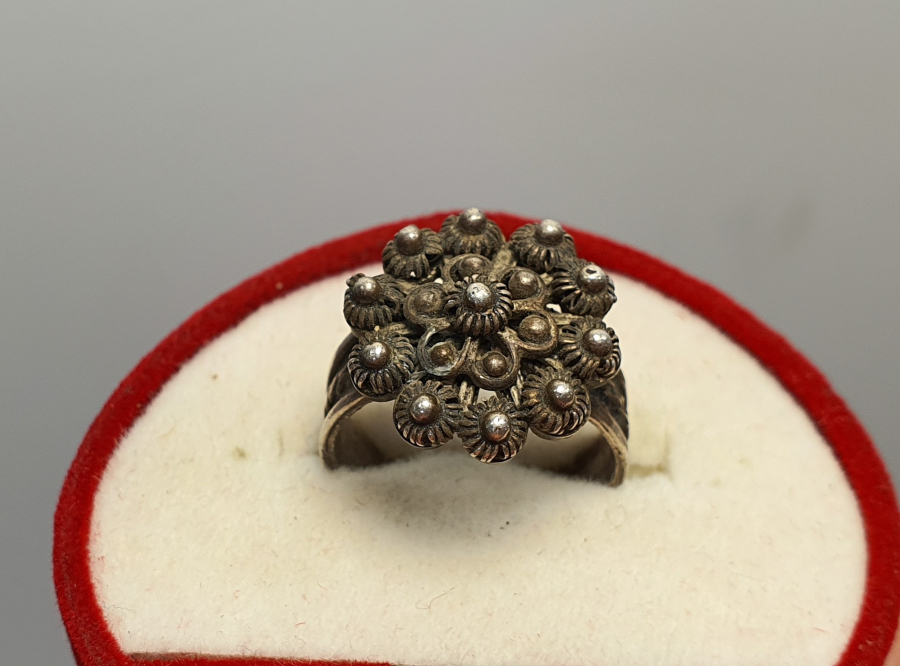 OSMANLI DÖNEMİ ERMENİ İŞİ GÜVERSE İŞÇİLİKLİ NADİR GÜMÜŞ YÜZÜK