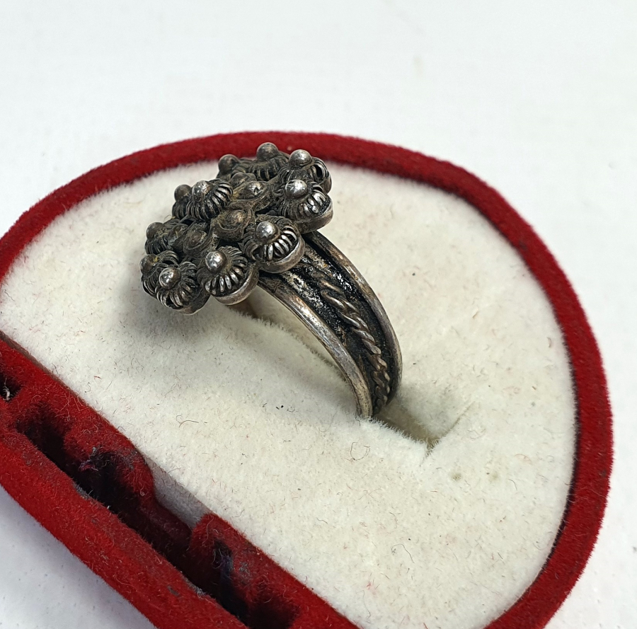 OSMANLI DÖNEMİ ERMENİ İŞİ GÜVERSE İŞÇİLİKLİ NADİR GÜMÜŞ YÜZÜK