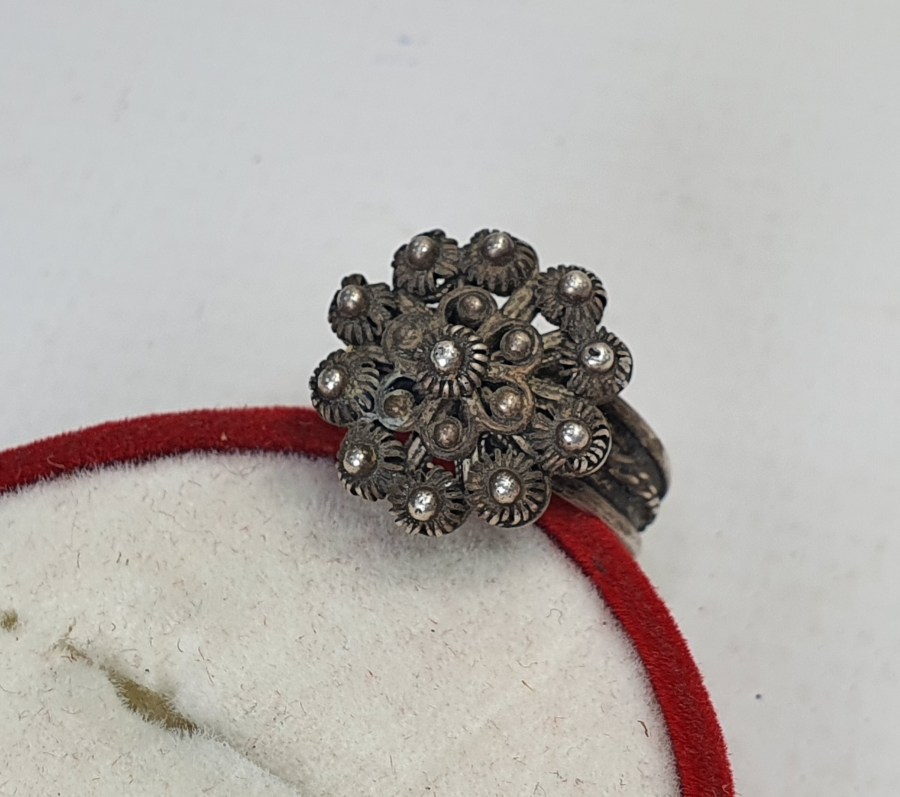 OSMANLI DÖNEMİ ERMENİ İŞİ GÜVERSE İŞÇİLİKLİ NADİR GÜMÜŞ YÜZÜK