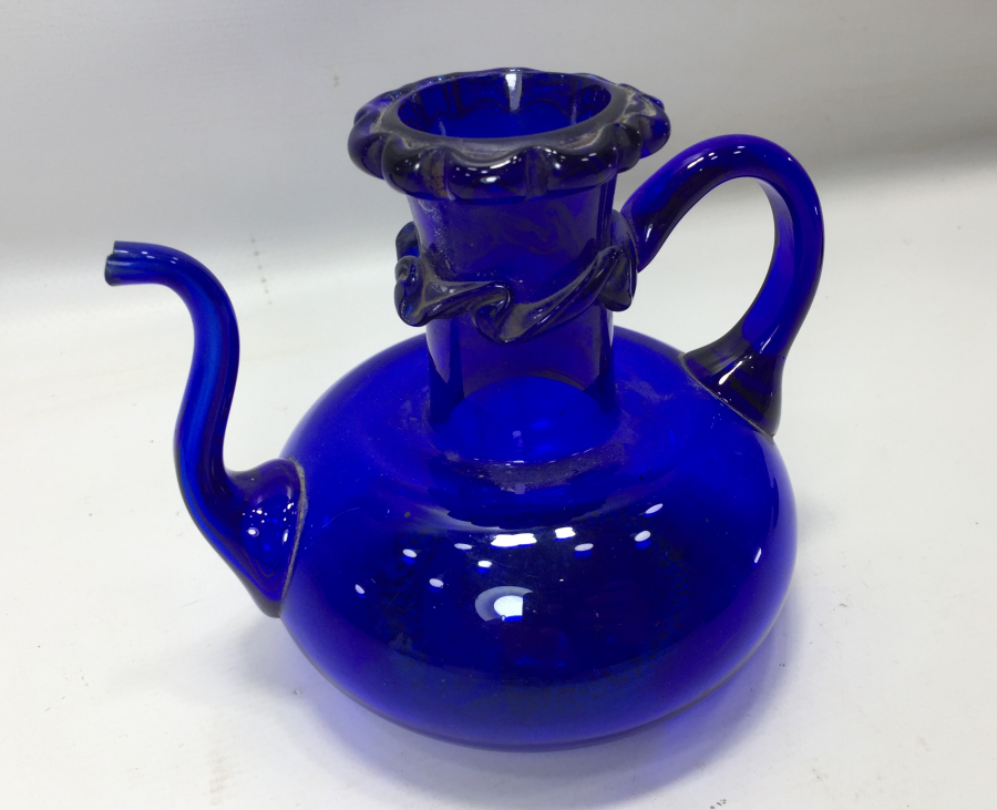 OSMANLI DÖNEMİ KOPARMA İŞÇİLİKLİ MİNİ FIRFIRLI CAM İBRİK