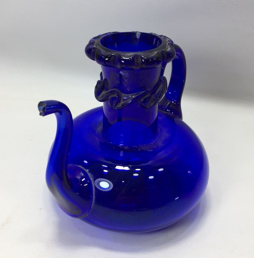 OSMANLI DÖNEMİ KOPARMA İŞÇİLİKLİ MİNİ FIRFIRLI CAM İBRİK