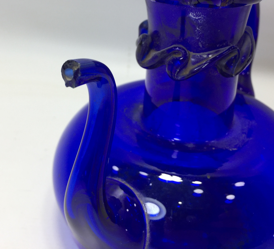 OSMANLI DÖNEMİ KOPARMA İŞÇİLİKLİ MİNİ FIRFIRLI CAM İBRİK