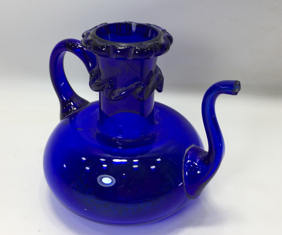 OSMANLI DÖNEMİ KOPARMA İŞÇİLİKLİ MİNİ FIRFIRLI CAM İBRİK