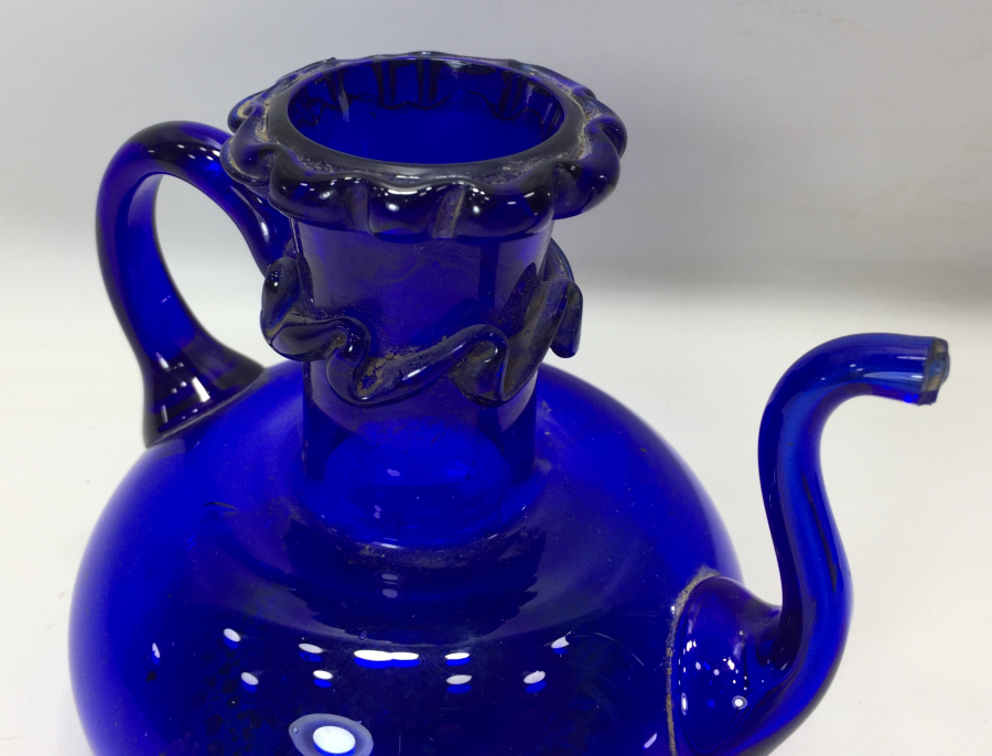 OSMANLI DÖNEMİ KOPARMA İŞÇİLİKLİ MİNİ FIRFIRLI CAM İBRİK