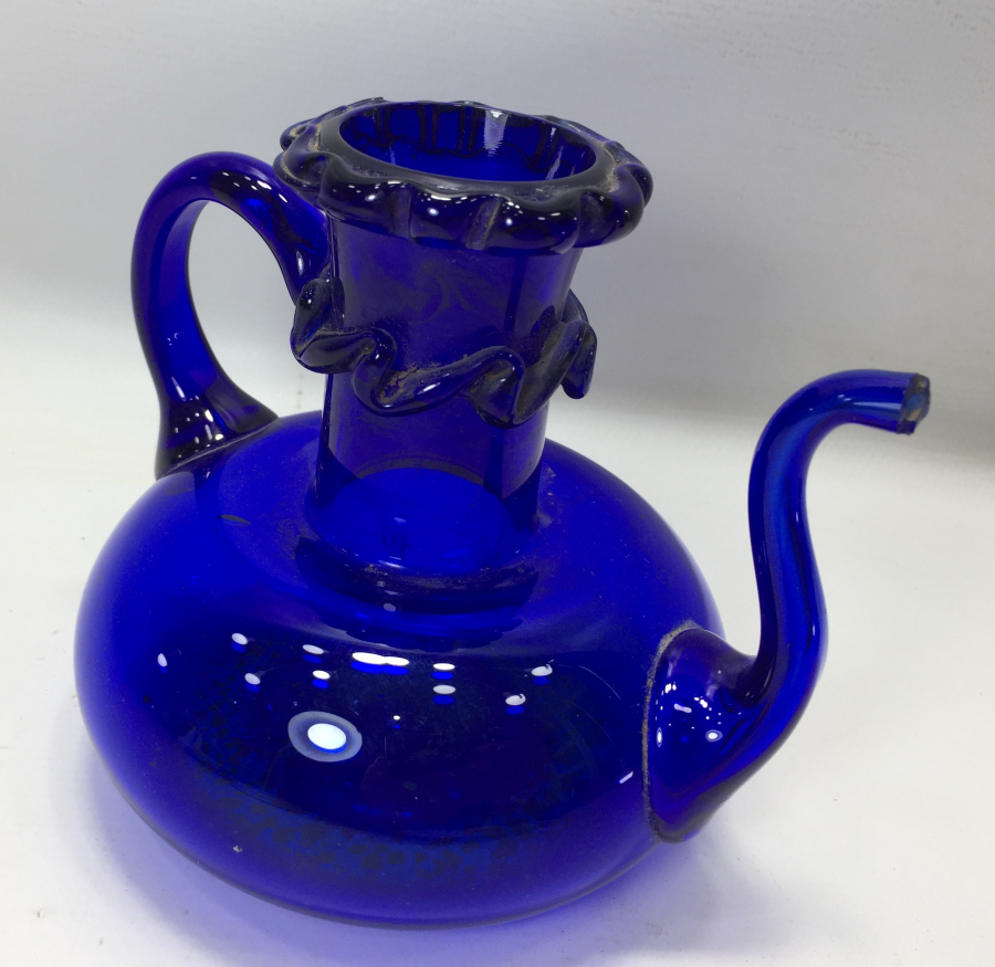 OSMANLI DÖNEMİ KOPARMA İŞÇİLİKLİ MİNİ FIRFIRLI CAM İBRİK