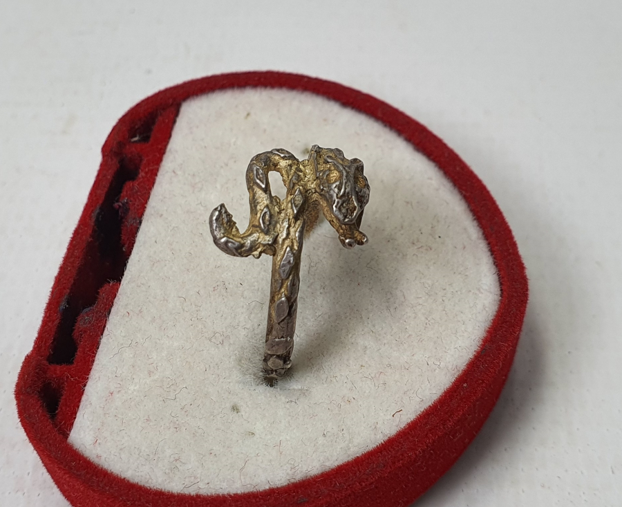 OSMANLI DÖNEMİ RUM İŞİ YILAN FORMLU GÜMÜŞ YÜZÜK