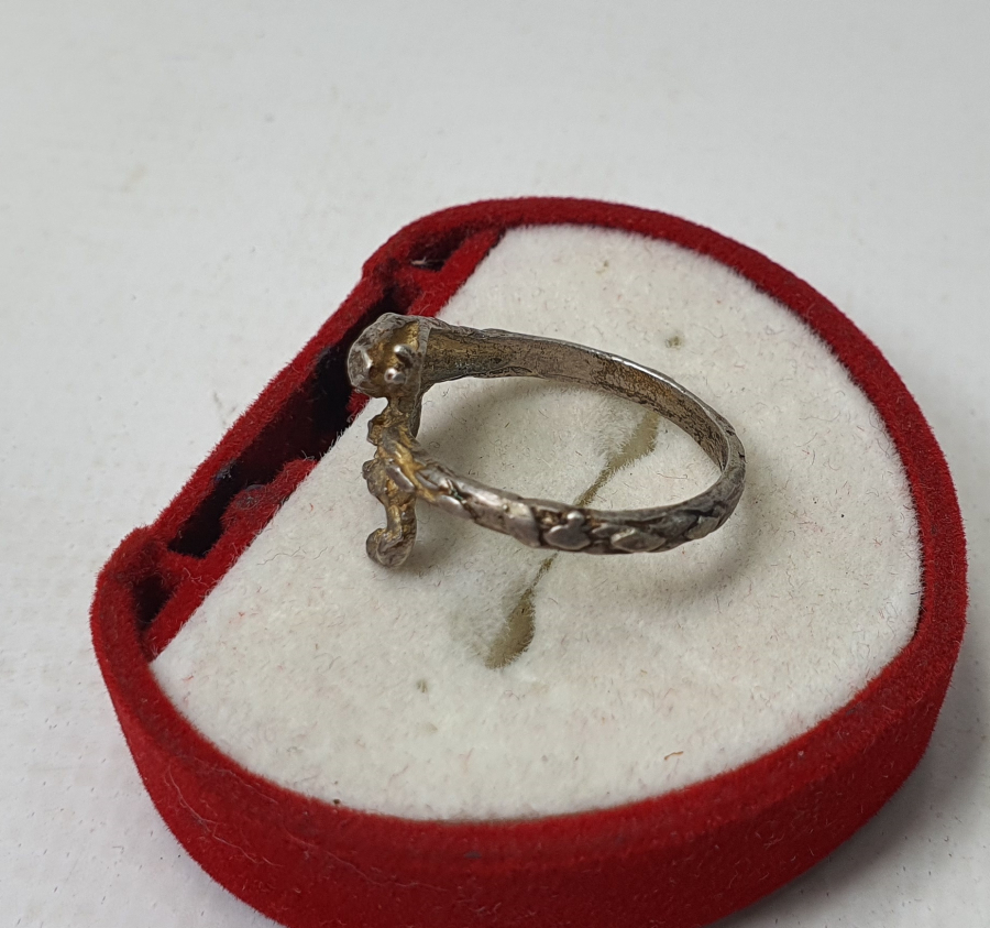 OSMANLI DÖNEMİ RUM İŞİ YILAN FORMLU GÜMÜŞ YÜZÜK