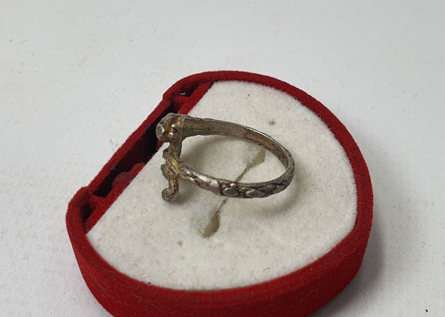 OSMANLI DÖNEMİ RUM İŞİ YILAN FORMLU GÜMÜŞ YÜZÜK