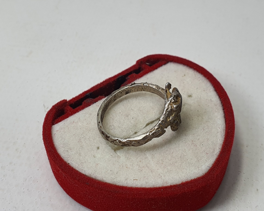 OSMANLI DÖNEMİ RUM İŞİ YILAN FORMLU GÜMÜŞ YÜZÜK