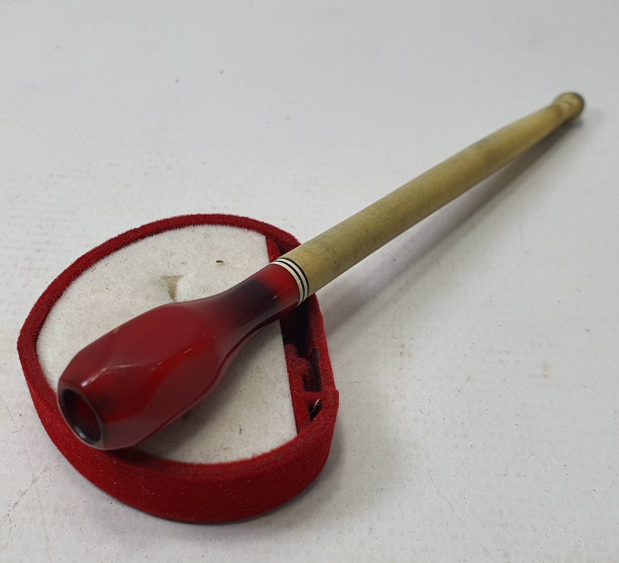 OSMANLI DÖNEMİ SIKMA KEHRİBAR UÇLU SİGARA AĞIZLIĞI