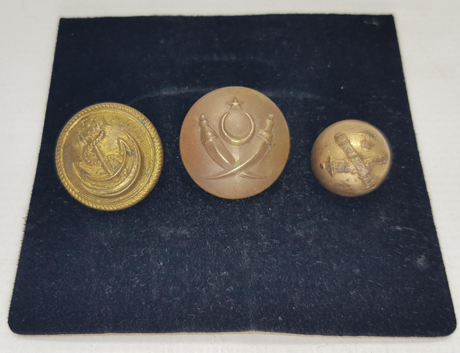 1. DÜNYA SAVAŞI DÖNEMİ ÜÇ ADET SUBAY DÜĞMESİ