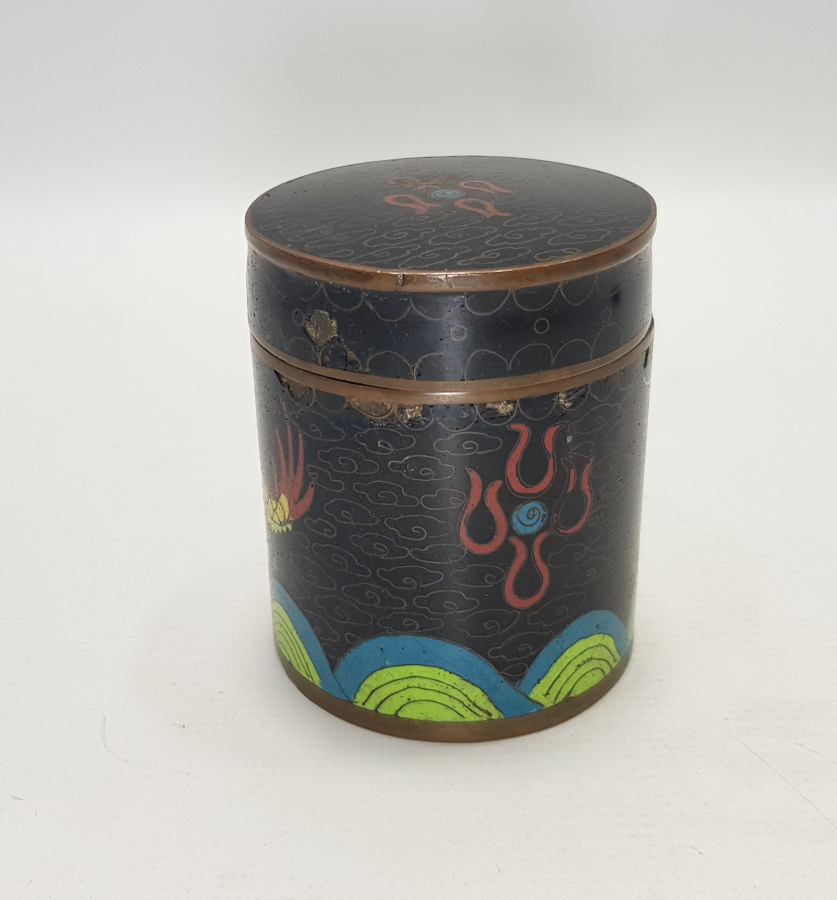 EJDERHA RESİMLİ, MİNELİ CLOISONNE KUTU 