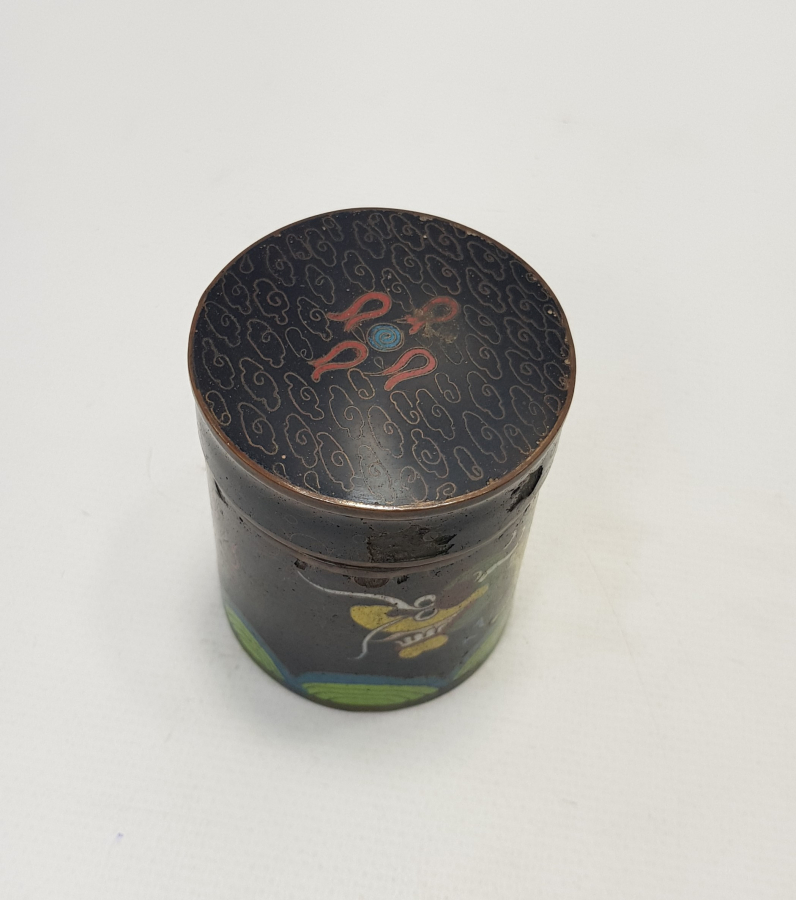 EJDERHA RESİMLİ, MİNELİ CLOISONNE KUTU 