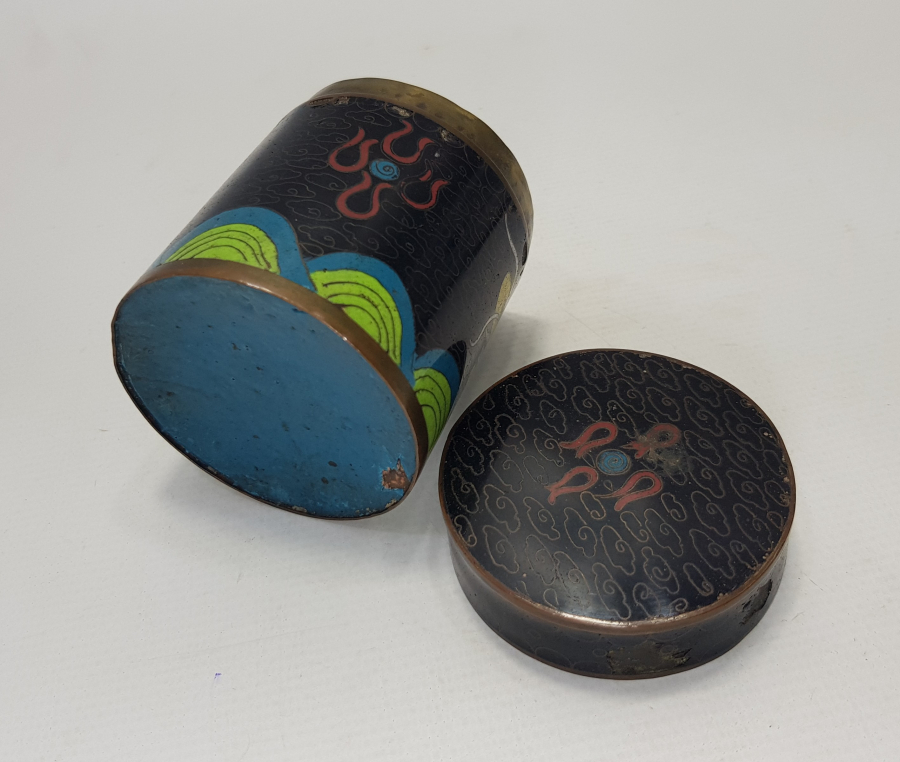 EJDERHA RESİMLİ, MİNELİ CLOISONNE KUTU 