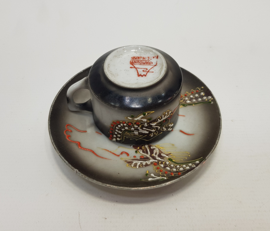 ESKİ JAPON MALI MİNELİ PORSELEN KAHVE FİNCANI