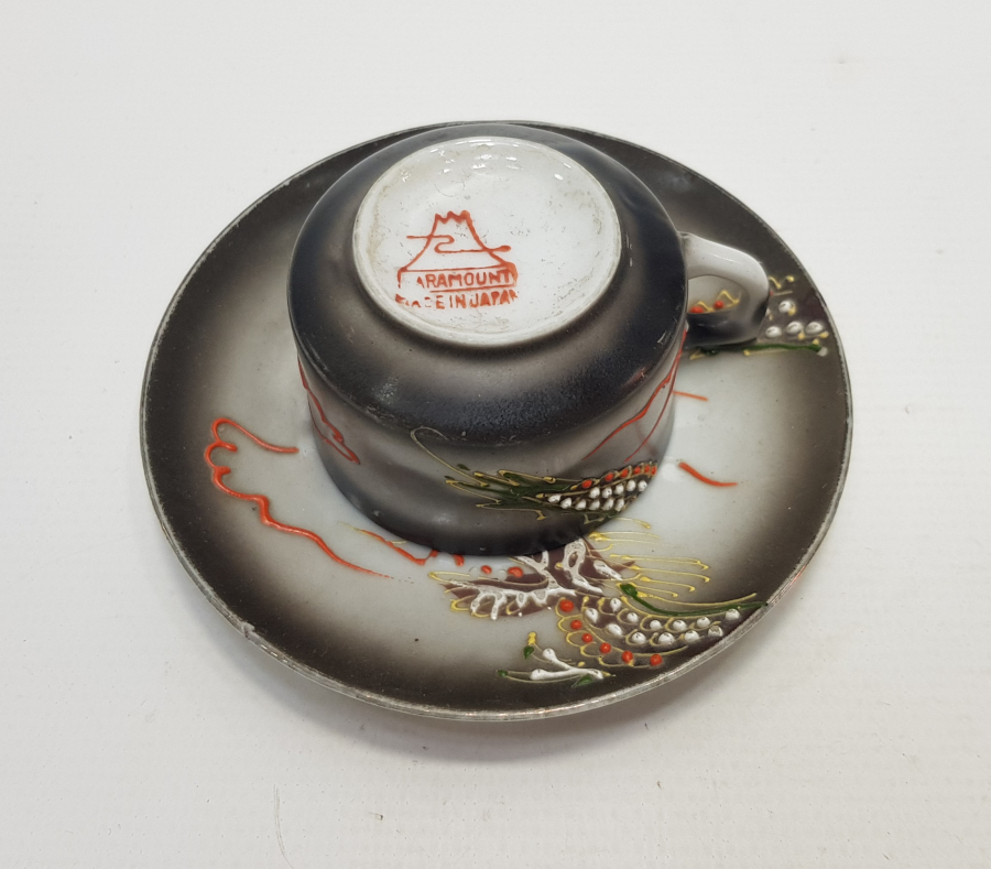 ESKİ JAPON MALI MİNELİ PORSELEN KAHVE FİNCANI