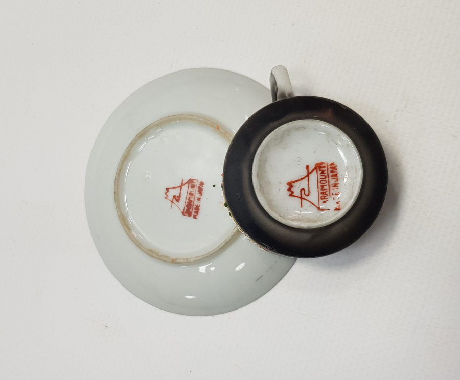 ESKİ JAPON MALI MİNELİ PORSELEN KAHVE FİNCANI