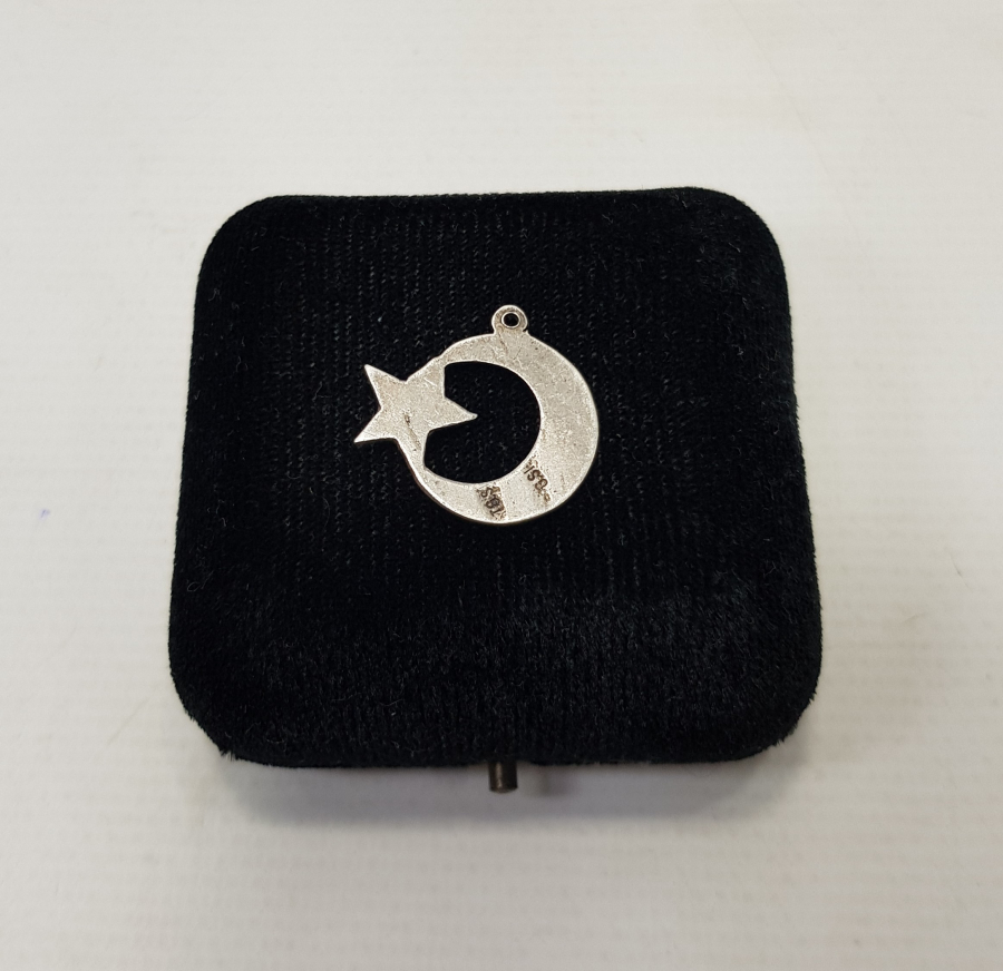 AY YILDIZ FORMLU GÜMÜŞ KOLYE UCU 