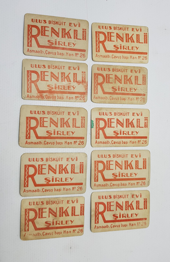 ESKİ BAKKALİYE: ULUS BİSKÜİT EVİ RENKLİ ŞİRLEY KARTLARI 