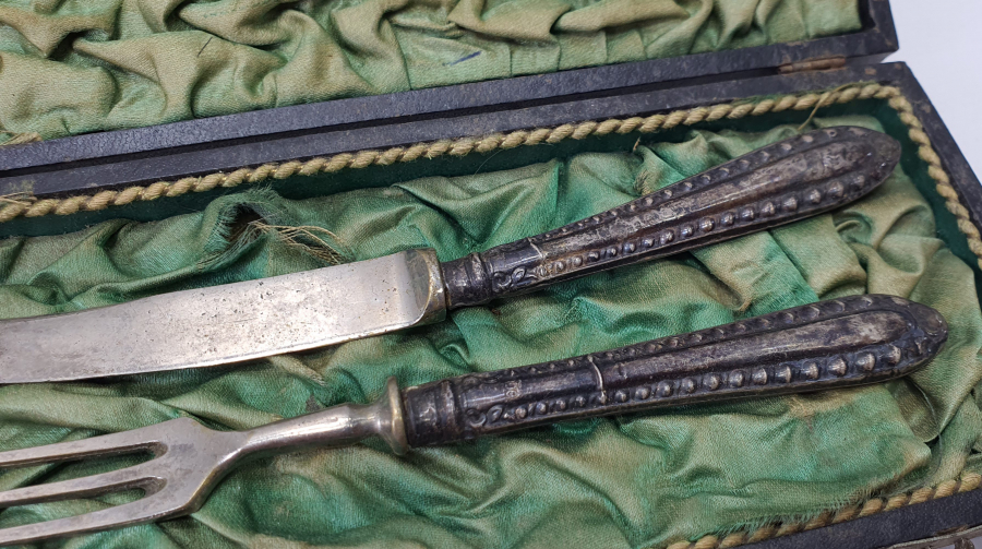 KUTUSUNDA NADİR GÜMÜŞ JOKEY SEYAHAT BALIK ÇATAL BIÇAĞI