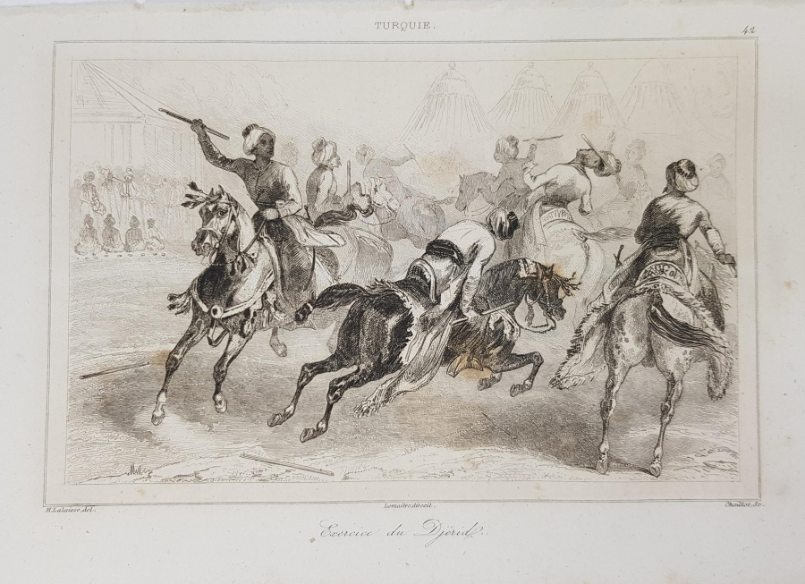 OSMANLI DÖNEMİ GRAVÜR: CİRİT OYNAYANLAR