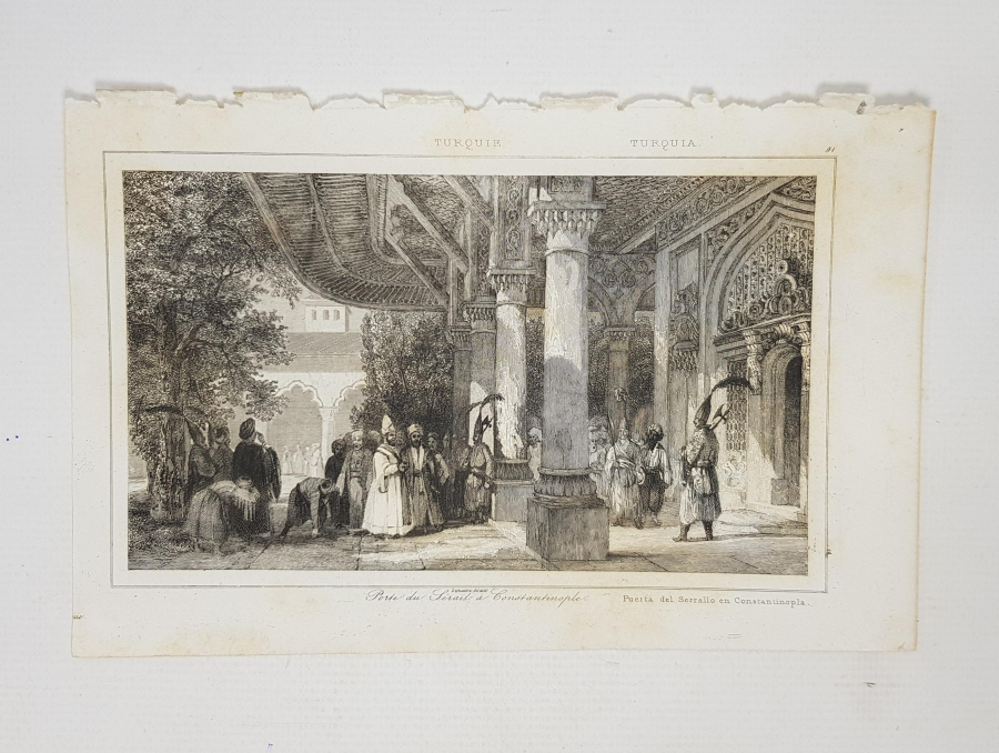 OSMANLI DÖNEMİ GRAVÜR: PORTE DU SERAIL A CONSTANTINOPLE