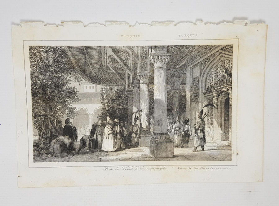 OSMANLI DÖNEMİ GRAVÜR: PORTE DU SERAIL A CONSTANTINOPLE