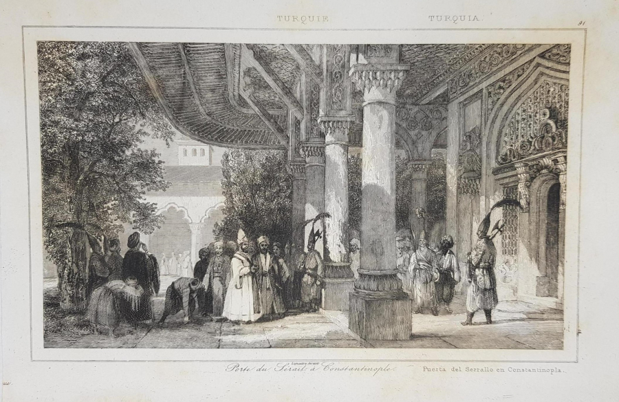 OSMANLI DÖNEMİ GRAVÜR: PORTE DU SERAIL A CONSTANTINOPLE