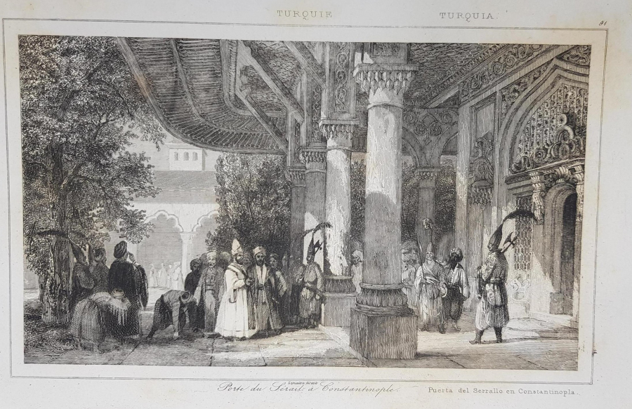 OSMANLI DÖNEMİ GRAVÜR: PORTE DU SERAIL A CONSTANTINOPLE