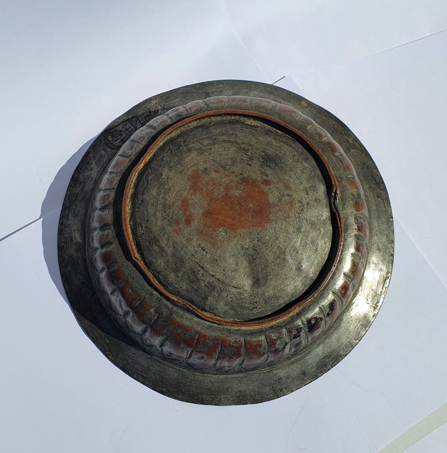 OSMANLI DÖNEMİ SAZ TUĞRALI BAKIR TABAK