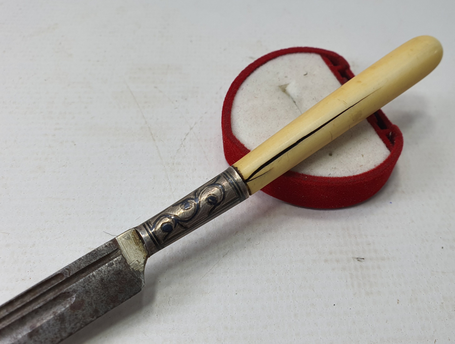 OSMANLI DÖNEMİ SÜRMENE İŞİ FİL DİŞİ SAPLI VE SAVATLI KAMA