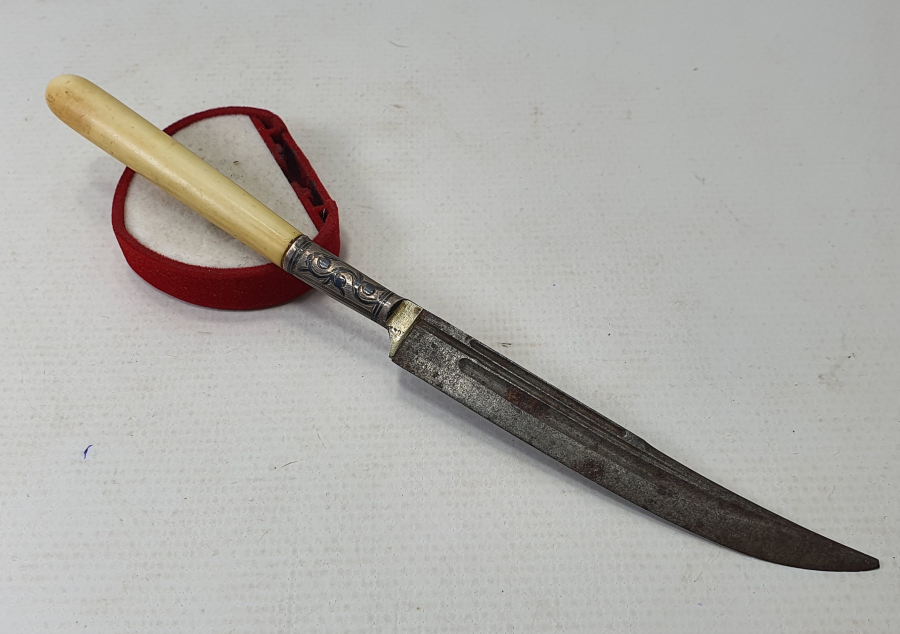 OSMANLI DÖNEMİ SÜRMENE İŞİ FİL DİŞİ SAPLI VE SAVATLI KAMA