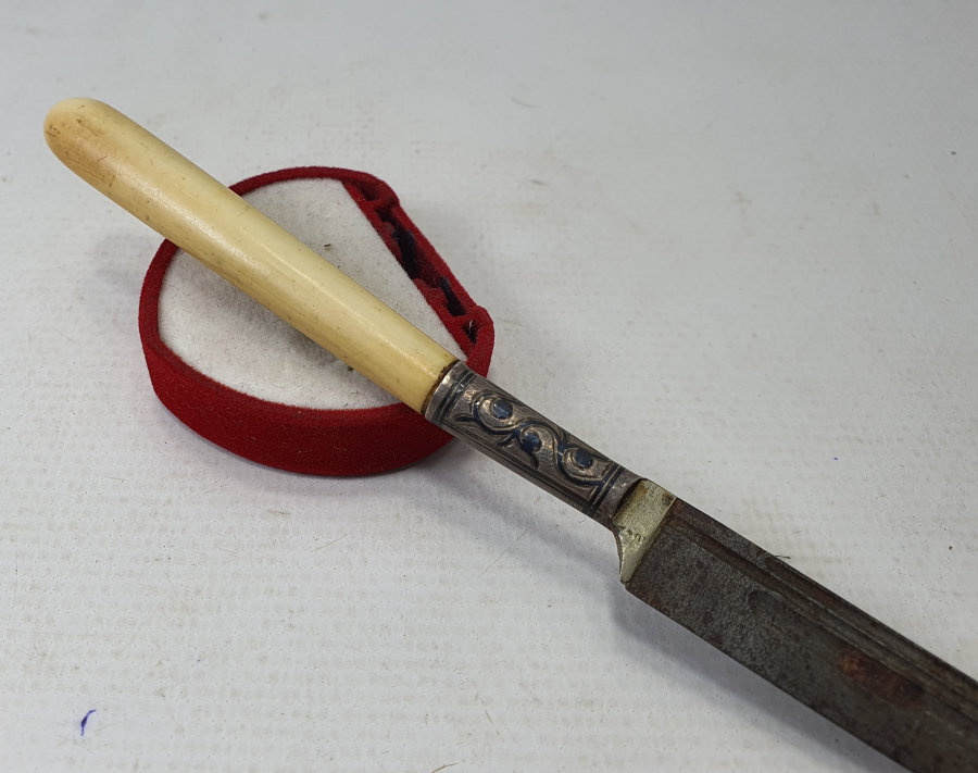 OSMANLI DÖNEMİ SÜRMENE İŞİ FİL DİŞİ SAPLI VE SAVATLI KAMA