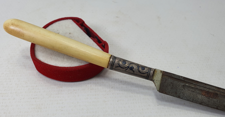 OSMANLI DÖNEMİ SÜRMENE İŞİ FİL DİŞİ SAPLI VE SAVATLI KAMA