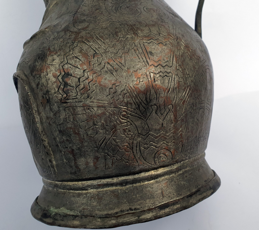 OSMANLI DÖNEMİ TAMAMI İŞLEMELİ ERMENİ USTA İMZALI NADİR FORMDA İBRİK