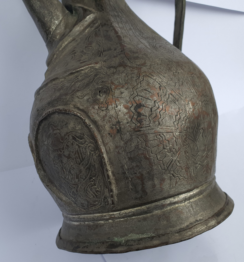 OSMANLI DÖNEMİ TAMAMI İŞLEMELİ ERMENİ USTA İMZALI NADİR FORMDA İBRİK