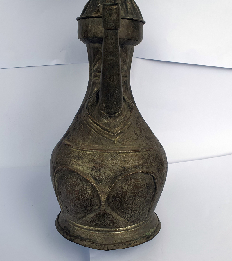 OSMANLI DÖNEMİ TAMAMI İŞLEMELİ ERMENİ USTA İMZALI NADİR FORMDA İBRİK