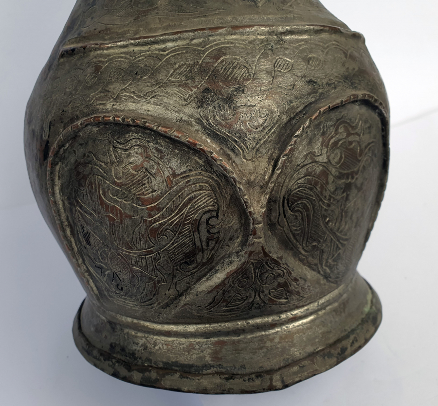 OSMANLI DÖNEMİ TAMAMI İŞLEMELİ ERMENİ USTA İMZALI NADİR FORMDA İBRİK