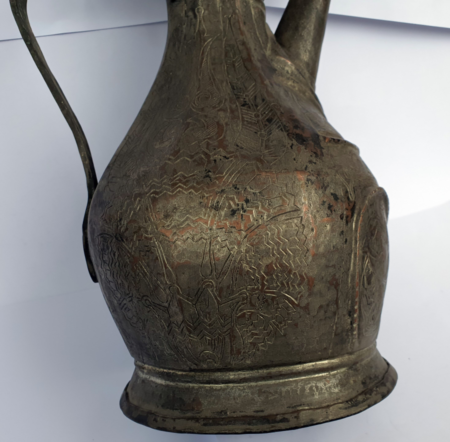 OSMANLI DÖNEMİ TAMAMI İŞLEMELİ ERMENİ USTA İMZALI NADİR FORMDA İBRİK