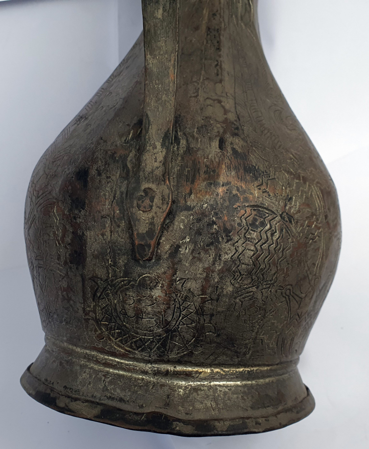 OSMANLI DÖNEMİ TAMAMI İŞLEMELİ ERMENİ USTA İMZALI NADİR FORMDA İBRİK