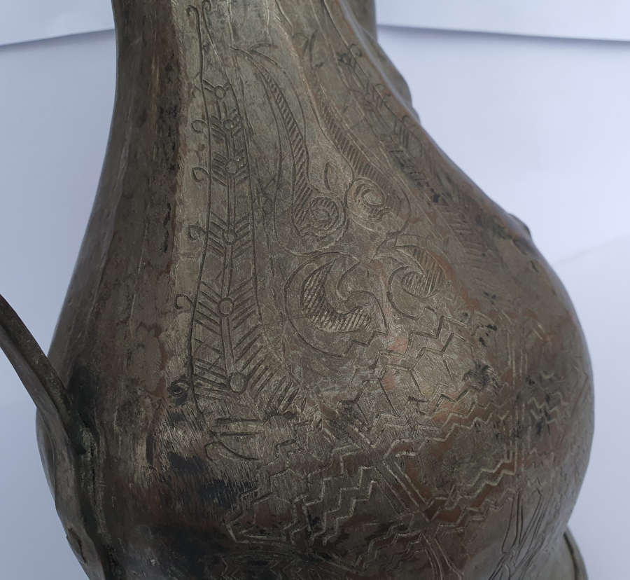 OSMANLI DÖNEMİ TAMAMI İŞLEMELİ ERMENİ USTA İMZALI NADİR FORMDA İBRİK