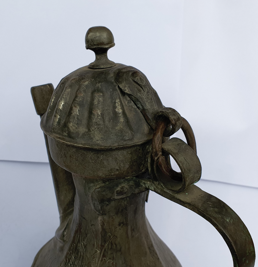 OSMANLI DÖNEMİ TAMAMI İŞLEMELİ ERMENİ USTA İMZALI NADİR FORMDA İBRİK