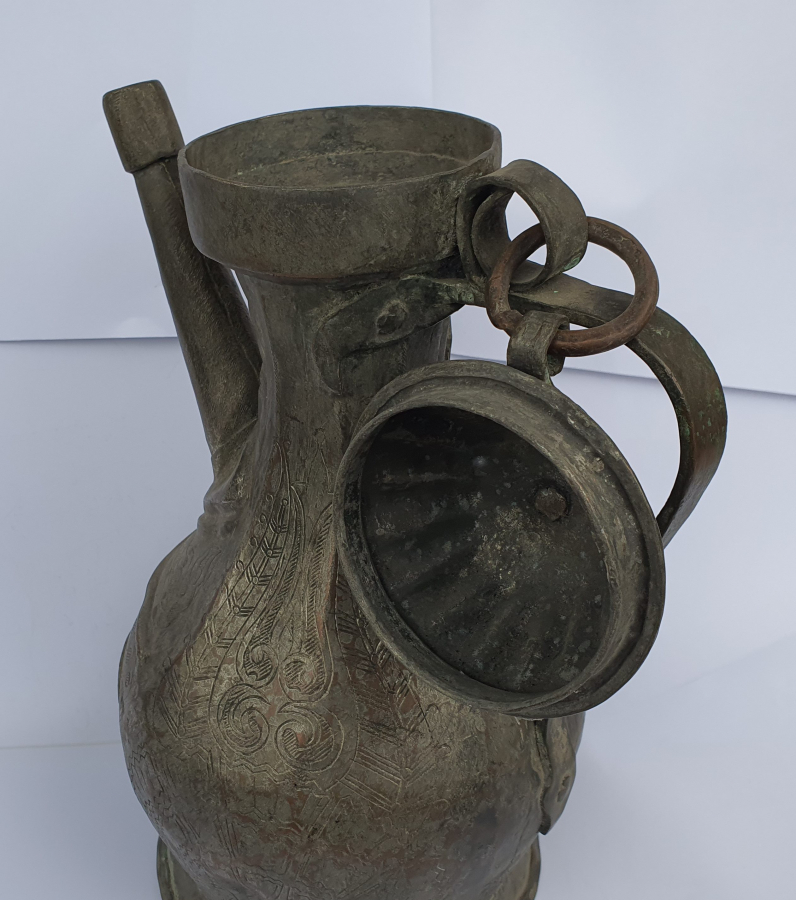 OSMANLI DÖNEMİ TAMAMI İŞLEMELİ ERMENİ USTA İMZALI NADİR FORMDA İBRİK