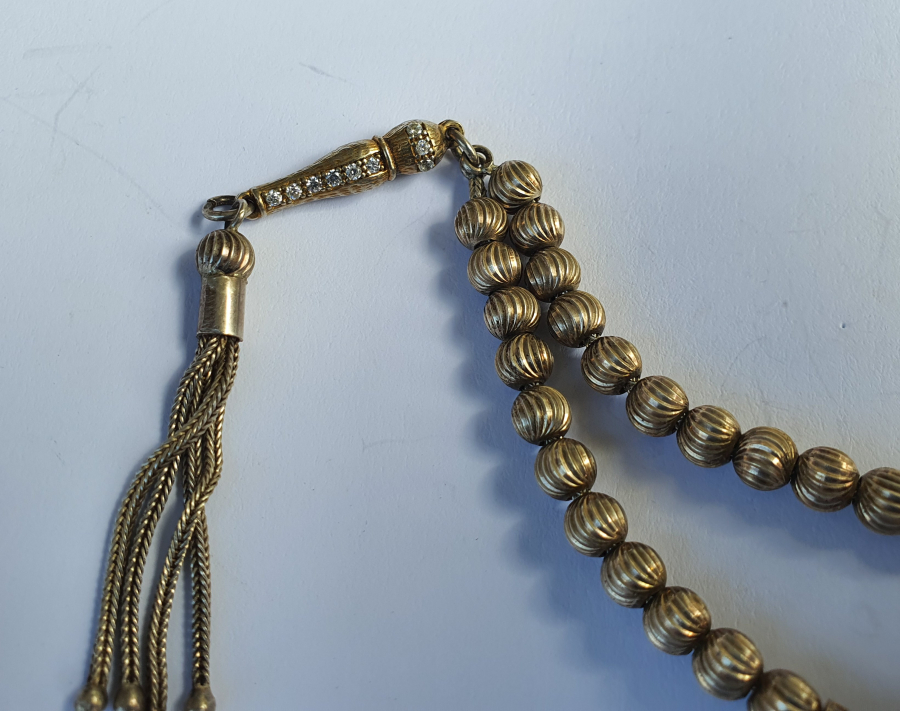 ÜZERİ MARGAZİT TAŞLARLA SÜSLÜ GÜMÜŞ TESBİH