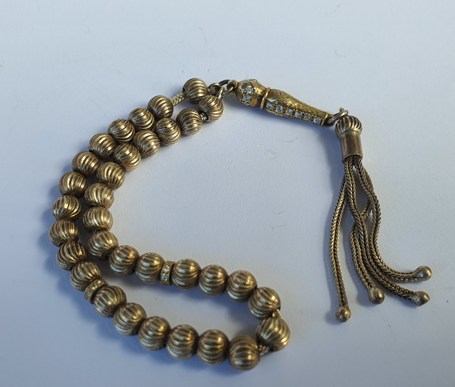 ÜZERİ MARGAZİT TAŞLARLA SÜSLÜ GÜMÜŞ TESBİH