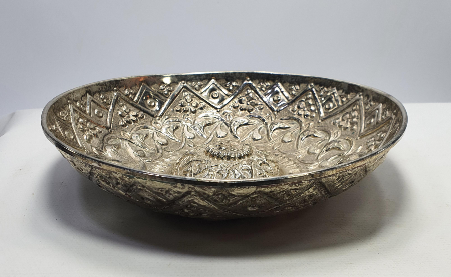 GÜMÜŞ KAPLAMA KABARTMA İŞÇİLİKLİ HAMAM TASI