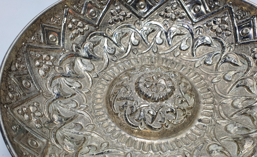 GÜMÜŞ KAPLAMA KABARTMA İŞÇİLİKLİ HAMAM TASI