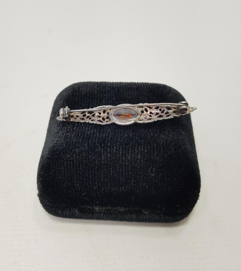 DAMLA KEHRİBARLI GÜMÜŞ BROŞ 